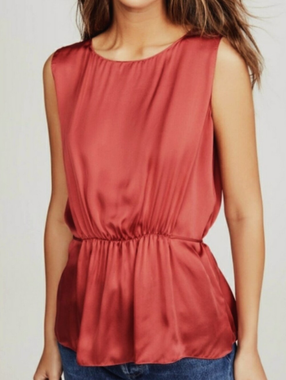 Theory Silk Charmeuse Tank Top in Light Cranberry - Size Small - Tie-Waist Tunic